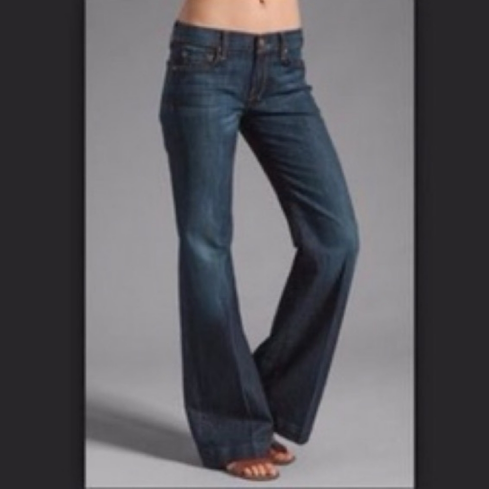 7 For All Mankind Dojo Wide Leg Distressed Argyle Pocket Jeans Vintage Y2K